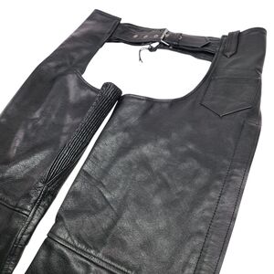 Xelement Men's Black Genuine Leather Motorcycle Chaps Size 36